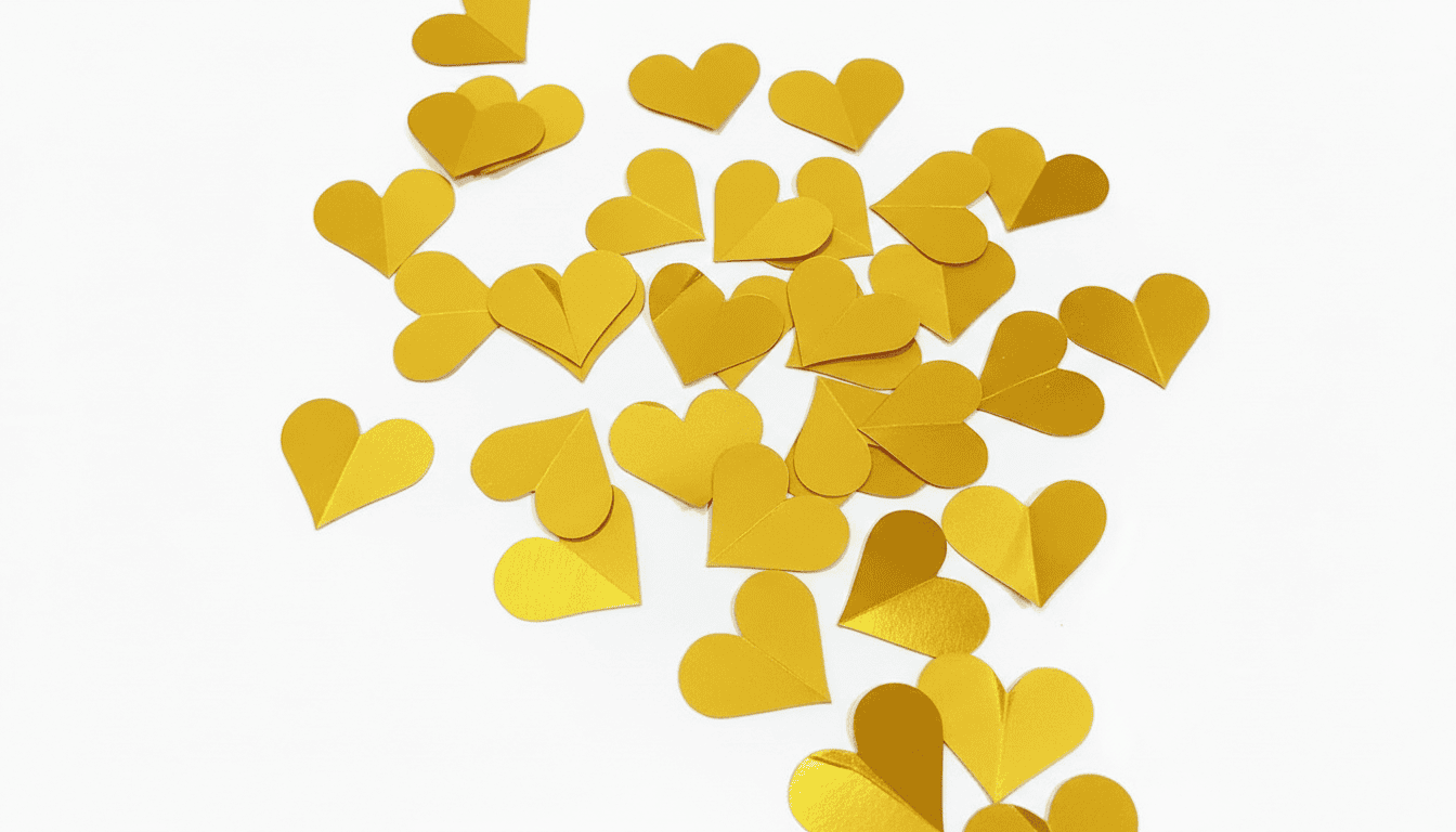 Confeti de corazones dorados