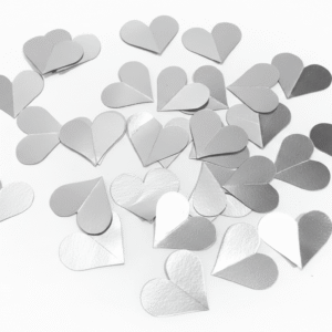 Confeti de corazones plateados