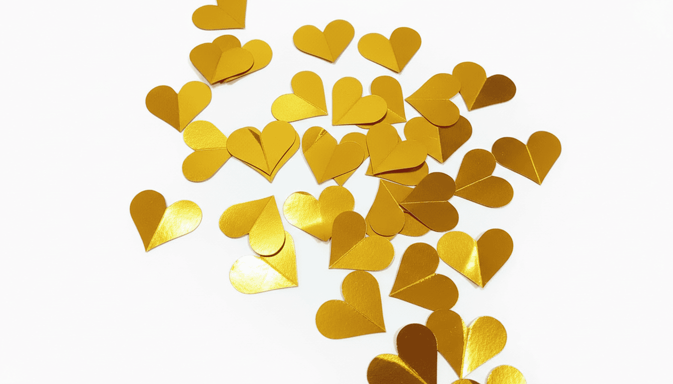 Confeti De Corazones Dorados Papel Confeti Confeti De Corazones Dorados Papel Confeti