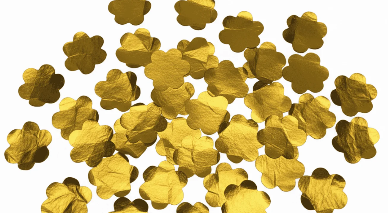 Confeti de flores dorado